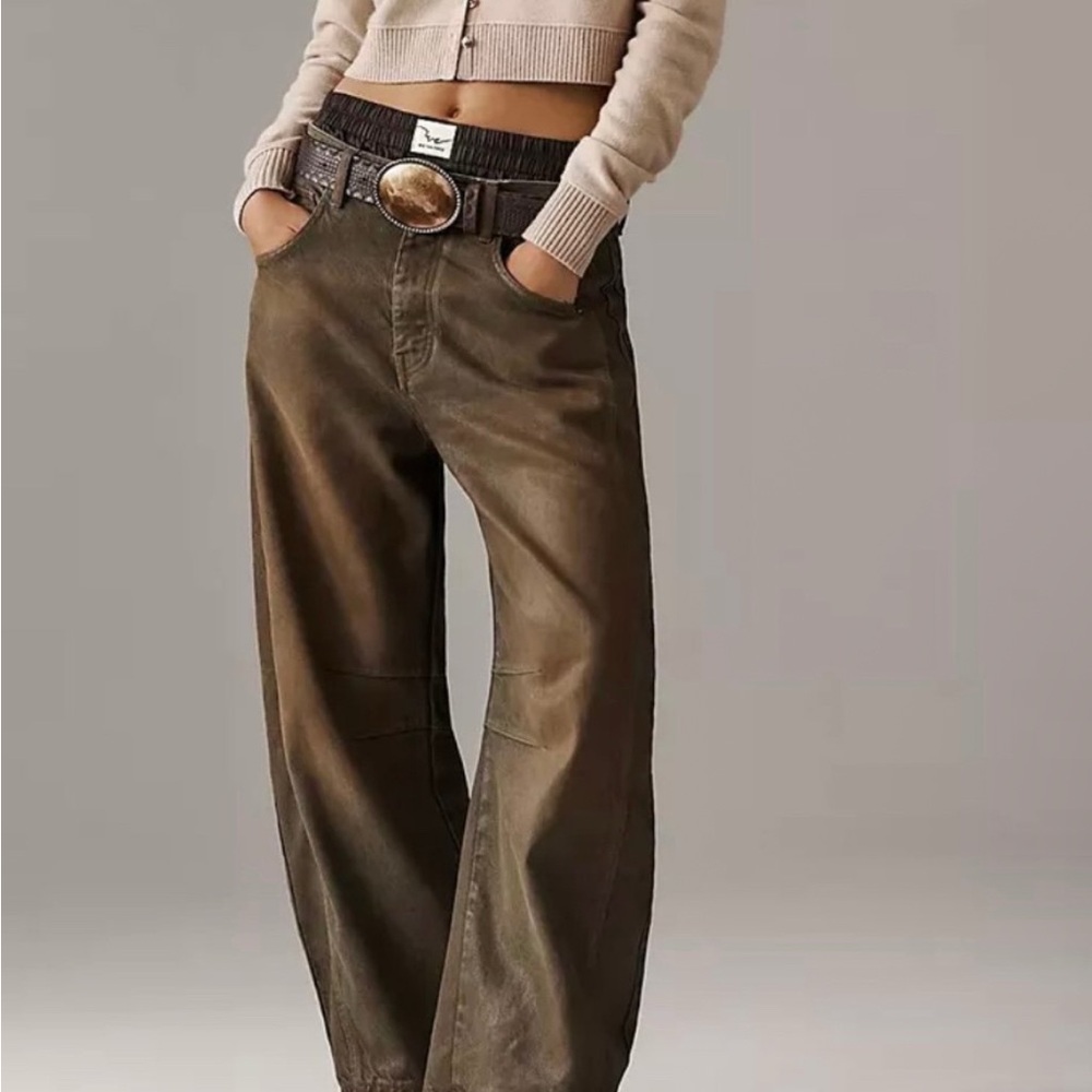Free People We the Free Good Luck Barrel Coated Jeans size 24